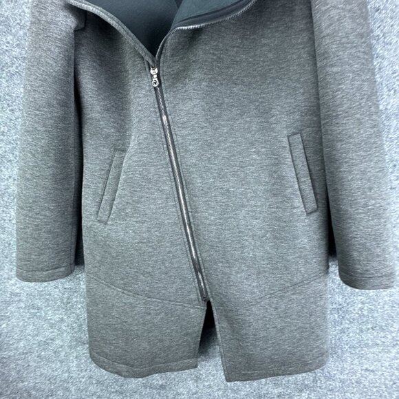 **SOLD**Betsey Johnson Performance Jacket Womens Large Gray Hooded Asymmetrical - Picture 3 of 15